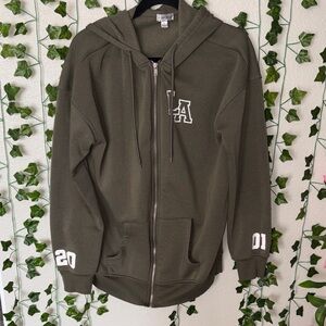 Olive Green Zip-Up Hoodie